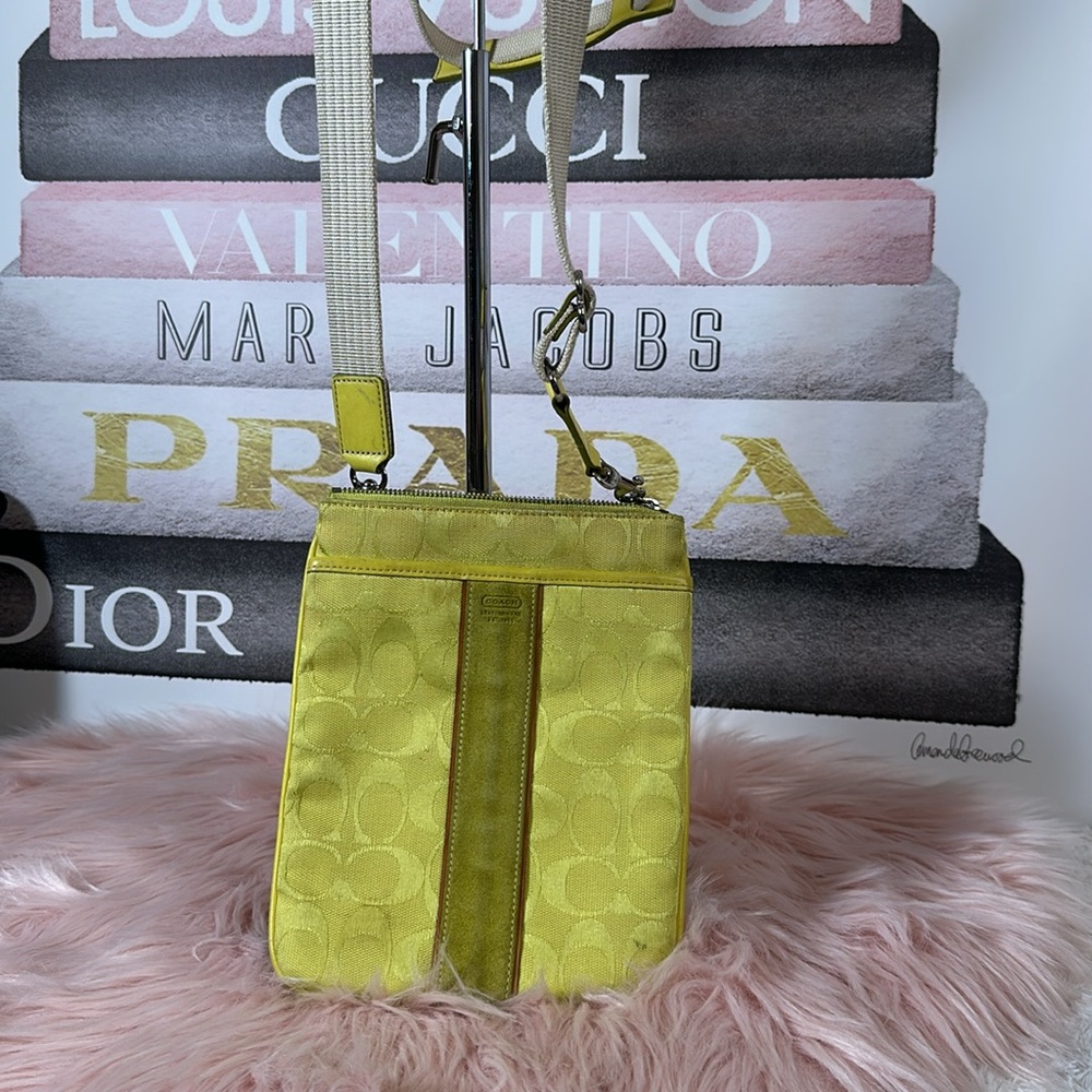 Coach Signature Crossbody Bag in Yellow and Olive - Picture 3 of 4